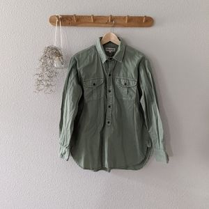 Madewell army green button up work shirt medium